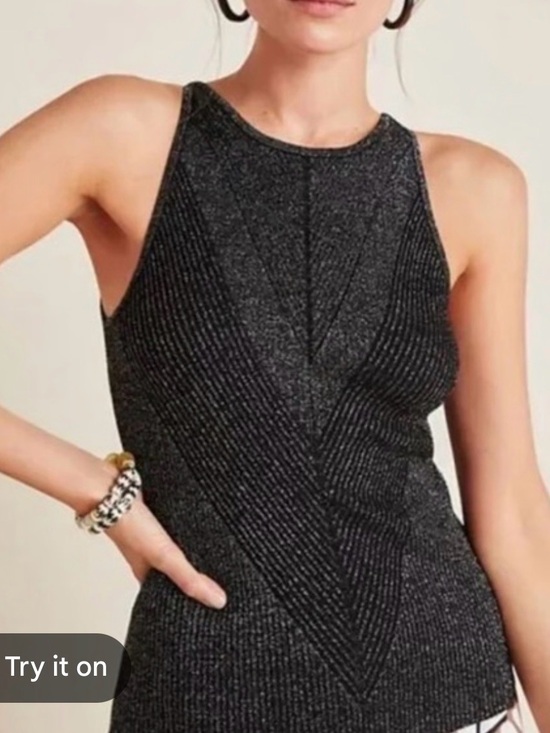 Anthropologie Dresses & Skirts - s Anthropologie Gemma metallic knit tank top 2x